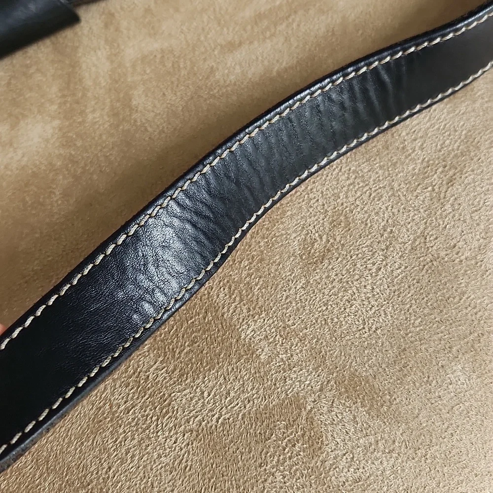 Dooney and Bourke ❤️ ring flap dark Grey canvas black leather shoulder bag - Picture 10 of 17